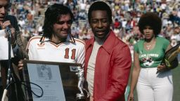Pele (right) joined the New York Cosmos in 1975 and led a troop of superstars who flocked to the North American Soccer League (NASL). George Best, pictured here with the Brazilian, was a Manchester United legend who enjoyed three separate spells in the NASL.