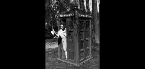Peter Davison, the fifth Doctor from 1981-1984, poses in the TARDIS at BBC Television Centre, London, on April 15, 1981.