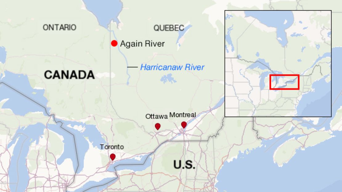 The remote Again River is a tributary of Quebec's Harricanaw River.