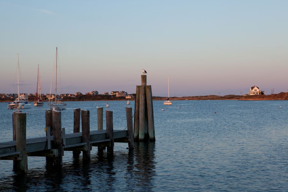 Twelve miles off the coast of <a href="http://www.blockislandinfo.com/" target="_blank" target="_blank">Rhode Island, Block Island</a> features 17 miles of beaches (all free, as is parking) as well as two harbors for boaters. Sunset at Great Salt Pond is shown here.