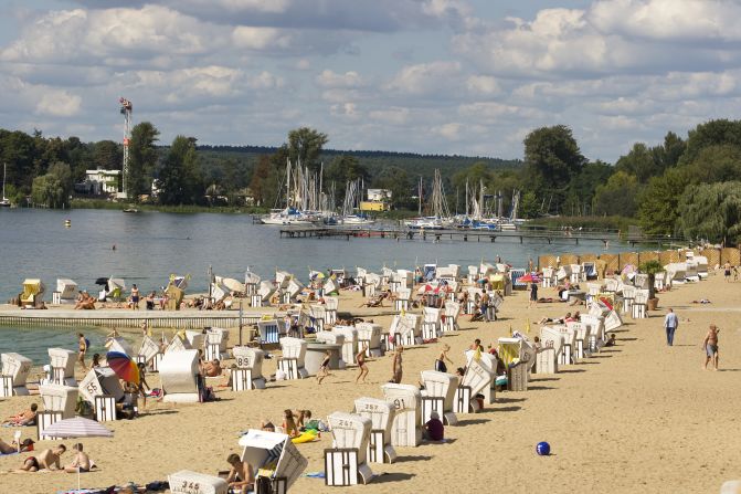 Berliners have been sprawling on the shores of Europe's largest swimming baths, complete with sand shipped in from the Baltic Sea, since 1907. This one's also got a nude area.