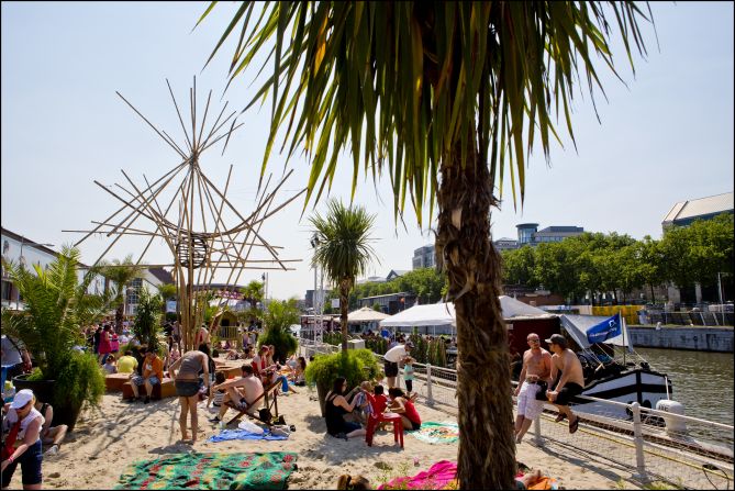 Around 3,000 tons of sand from the North Sea create a beach resort in that most unlikely of places, Brussels, complete with cocktails at sundown. 