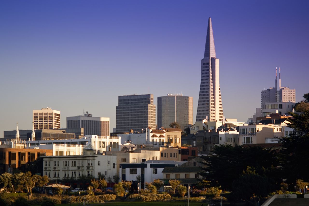 <strong>Height</strong>: 260 meters.<br /><strong>Cost to build</strong>: $32 million.<br /><strong>Completion date</strong>: 1972.<br /><strong>Fast fact</strong>: When the Transamerica Pyramid's three years of construction began in 1969, signs around the site proclaimed it "a San Francisco landmark since 1972." 