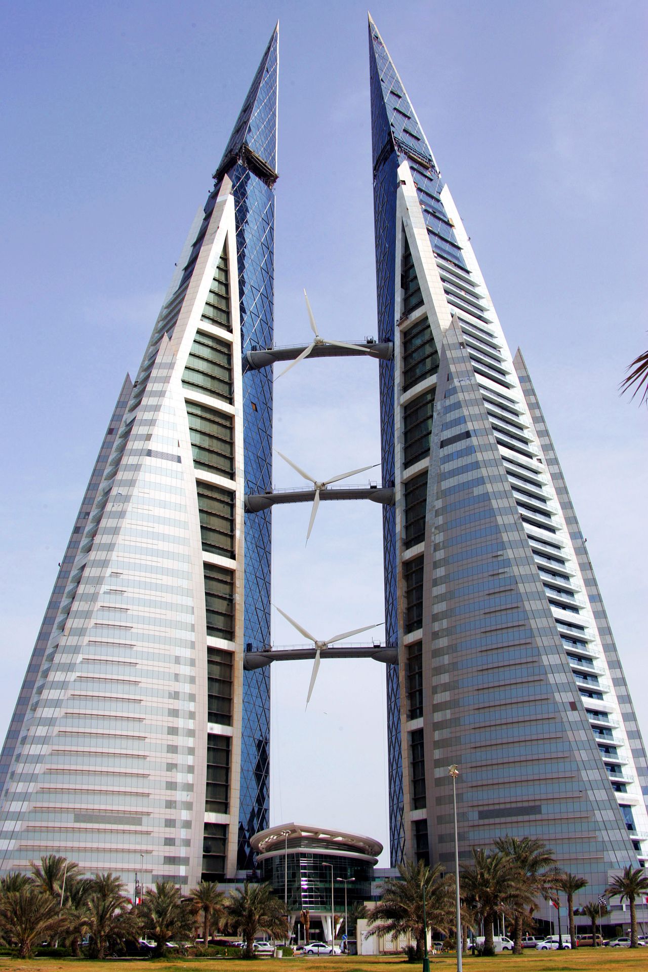 The World Trade Center in Bahrain integrated wind turbines into its design.