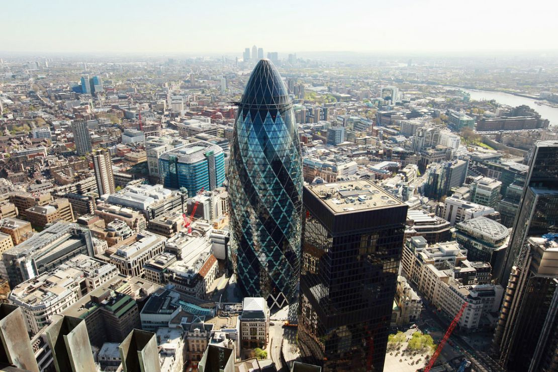 London's 30 St Mary Axe, or "The Gherkin" as it is more commonly known. The building's designer, Ken Shuttleworth, has since spoken out against the overuse of glass.
