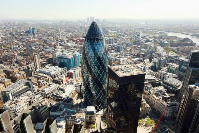 Affectionately known as "The Gherkin," 30 St Mary Axe is among the major London skyscrapers opening its doors. Visitors have a chance to tour the foyer and top floor of the 40-story curvilinear landmark.