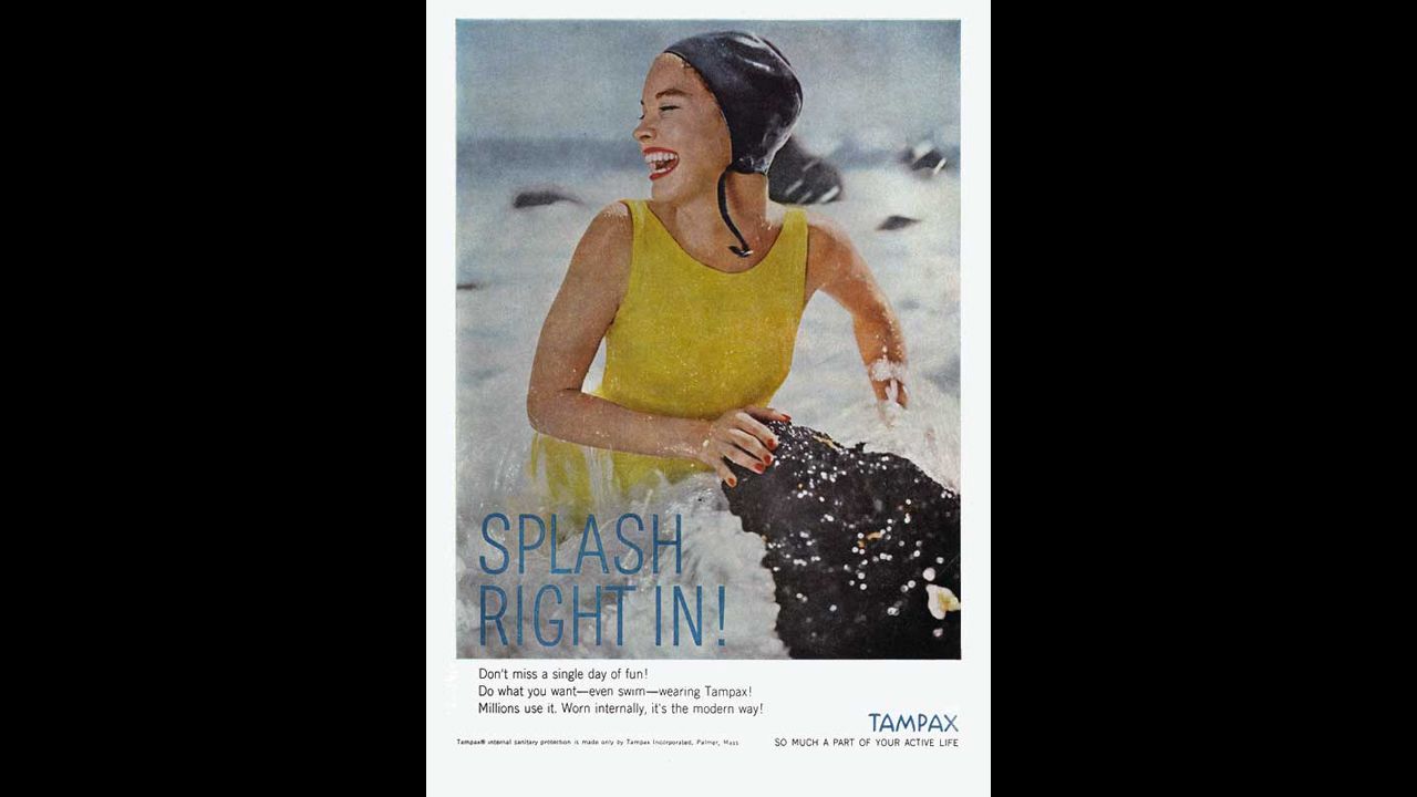 This Tampax advertisement touts the use of internal sanitary protection, proclaiming, "it's the modern way!"