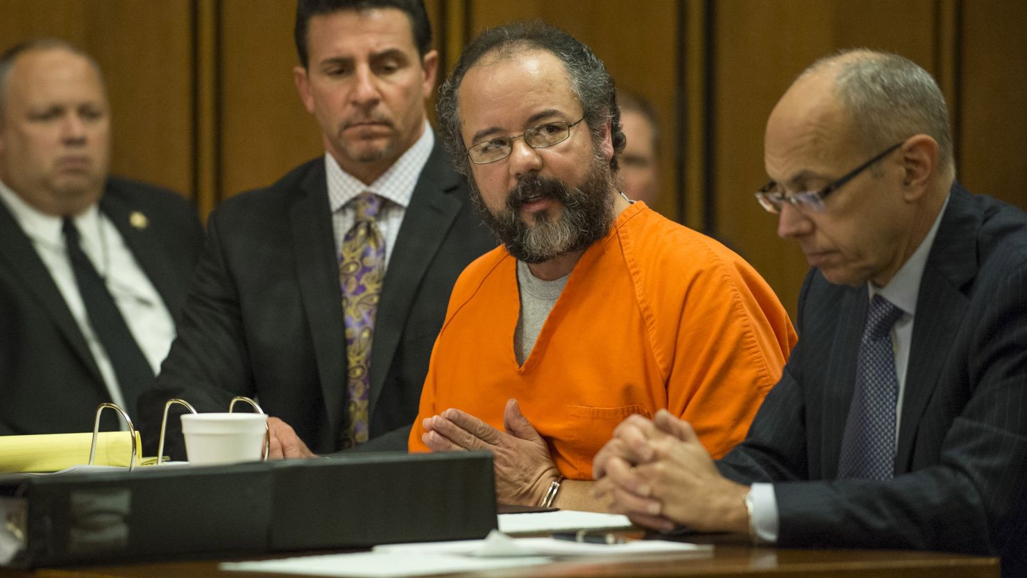 Ariel Castro pleads to Judge Michael Russo during his sentencing on August 1, 2013 in Cleveland, Ohio.