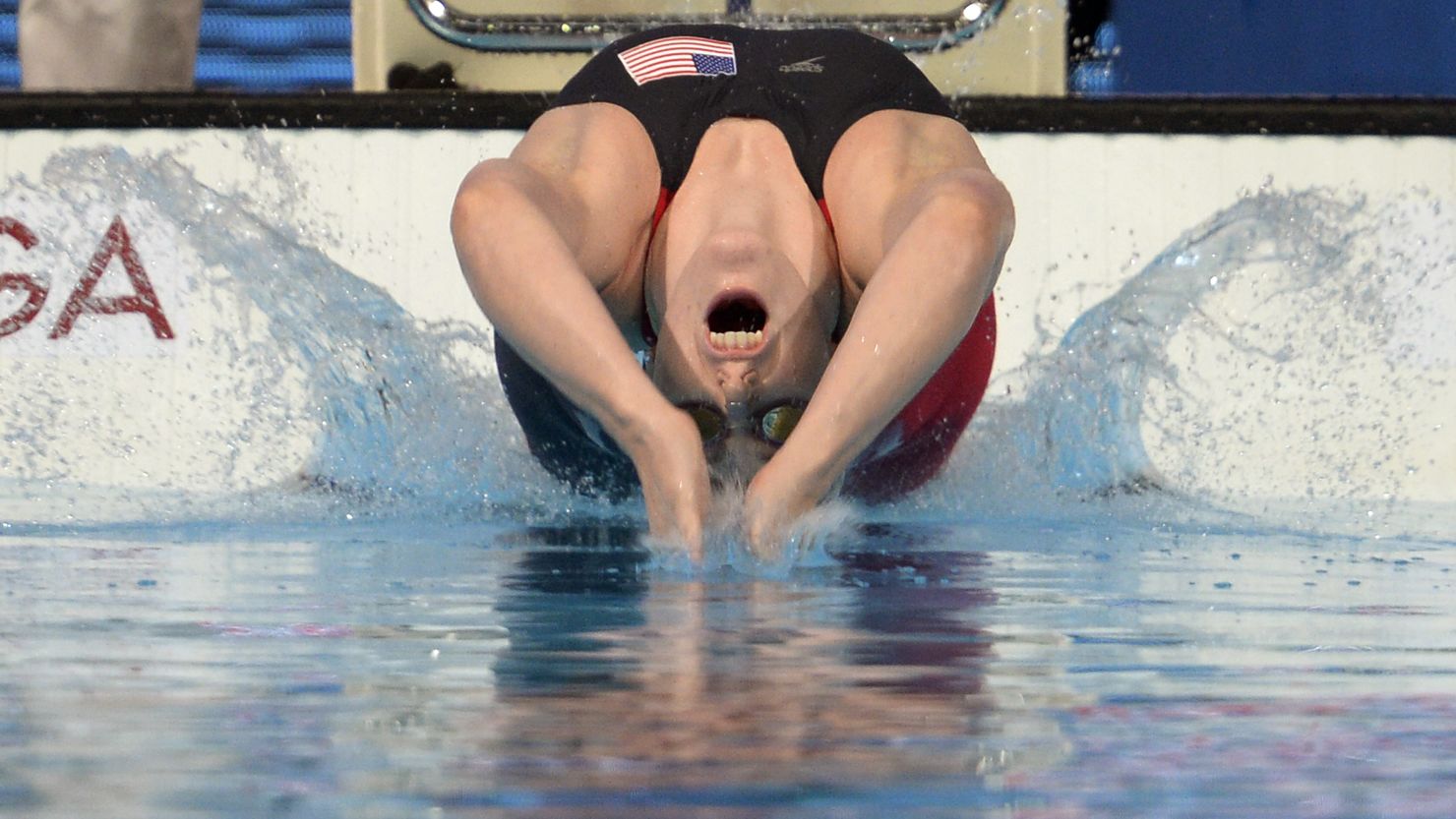 Missy Franklin sets off in the 200m backstroke final at the swimming world championships in Barcelona.