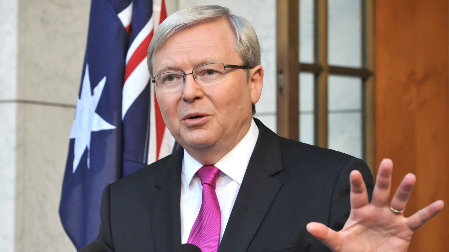 August 4, Australia's Prime Minister Kevin Rudd addresses the media after calling a general election for September 7.