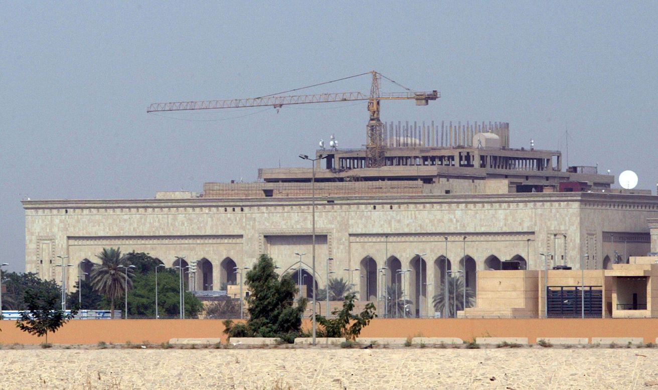 The U.S. Embassy in Baghdad, Iraq, shown here under construction in October 2007, reopened August 5. The consulates in Basrah and Erbil, which were closed, also resumed normal business on Monday.