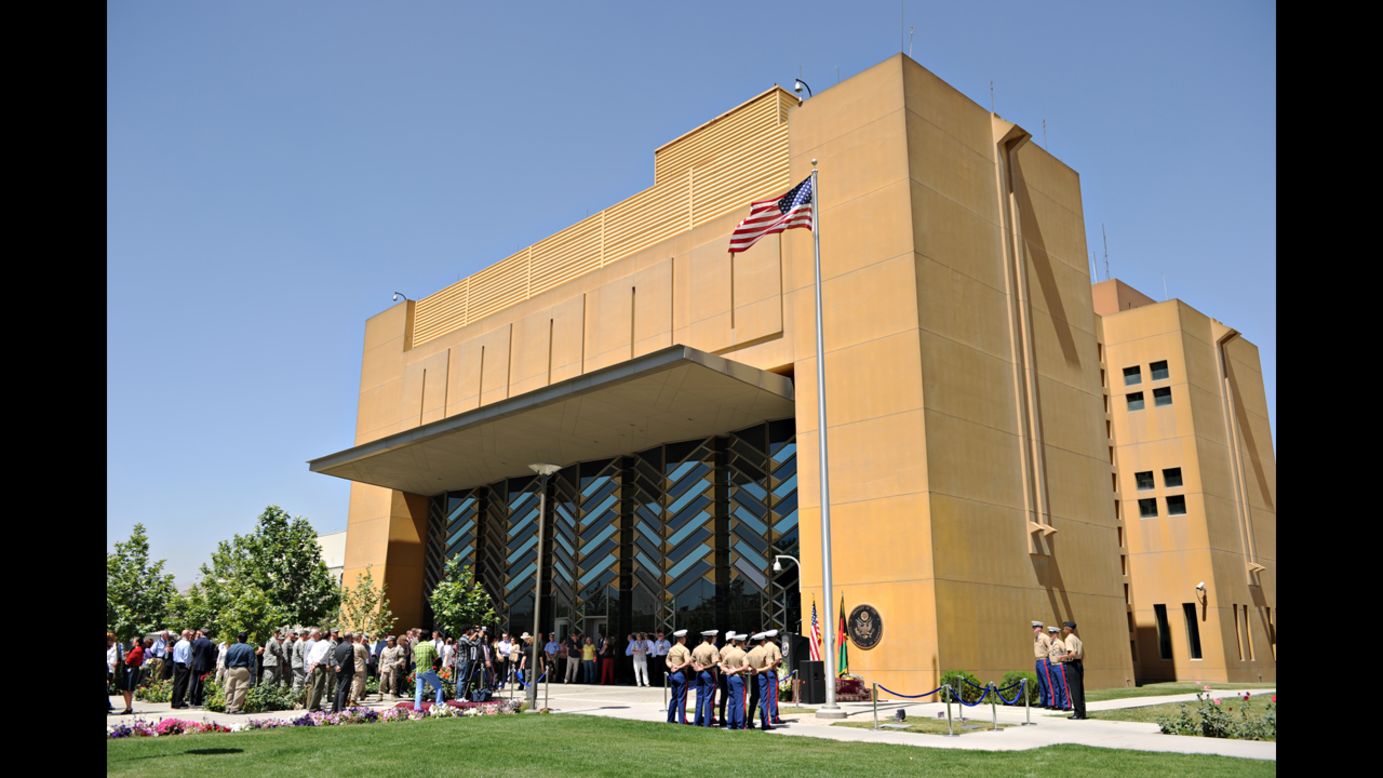 The U.S. Embassy in Kabul, Afghanistan, was closed on Sunday and reopened Monday. The consulate in the Afghan city of Mazar-e Sharif was also closed and reopened.
