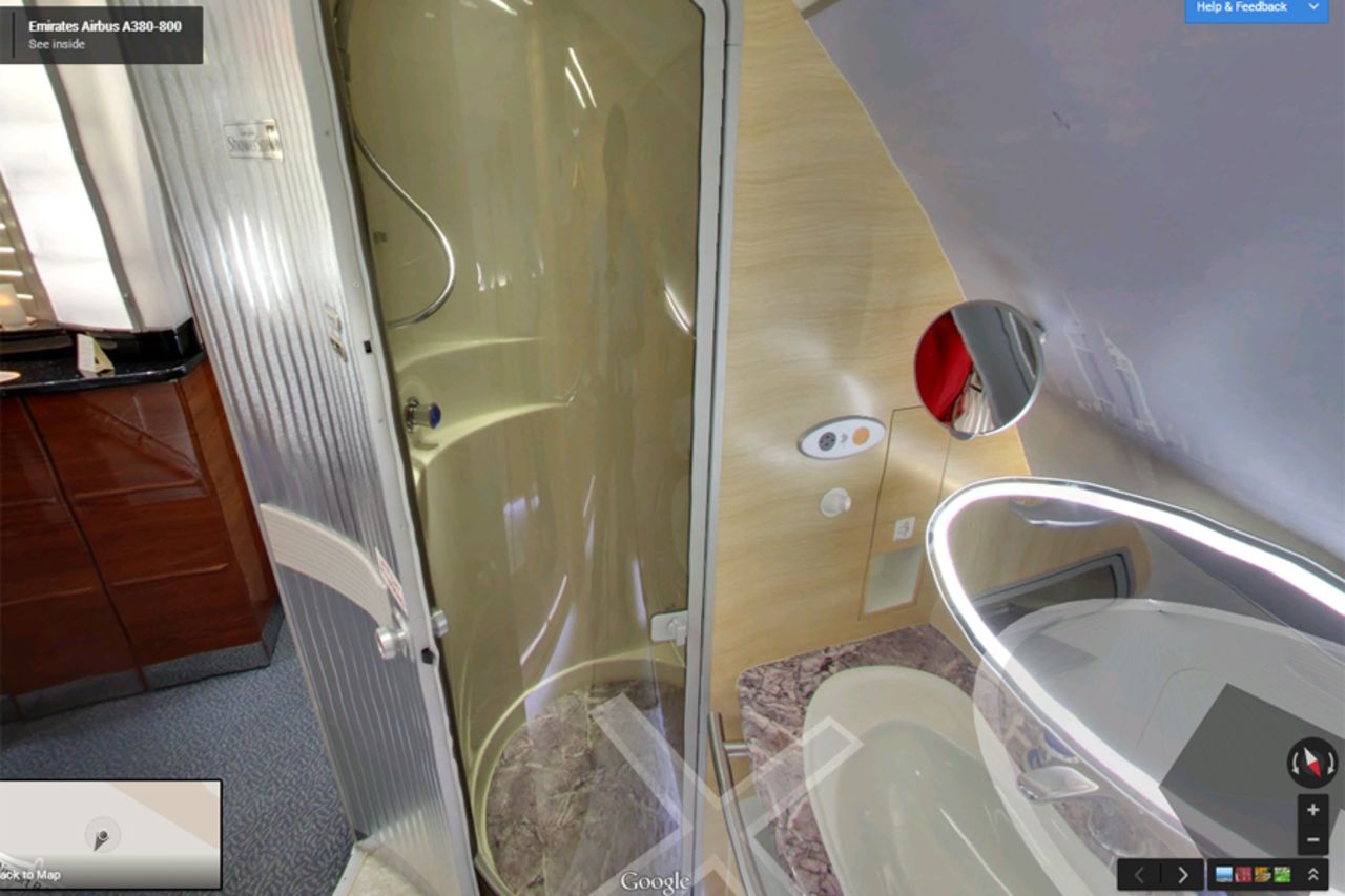 First Class passengers can feel fully refreshed by using the on board shower. 