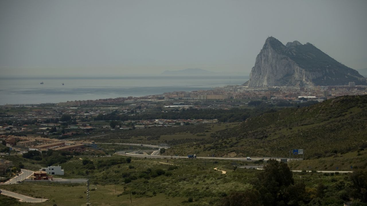 The British territory of Gibraltar lies on the tip of the Iberian peninsula.