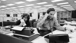 Washington Post reporters Carl Bernstein, left, and Bob Woodward broke stories about the President Richard Nixon administration's cover-up after the June 1972 break-in at the Democratic National Committee headquarters. The coverage earned the Post a Pulitzer Price and sparked a congressional investigation that eventually led to Nixon's resignation in 1974.