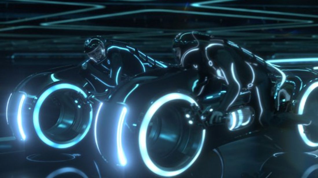 A racing bike from the movie Tron legacy. "If you think of movies like Tron or Star Wars and the noise those cars make, Formula E will sound a lot like that," said Formula E CEO Alejandro Agag.