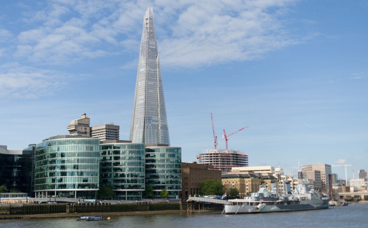 <strong>Height:</strong> 310 meters.<br /><strong>Cost to build</strong>: $666 million. <br /><strong>Completion date</strong>: November 2012.<br /><strong>Fast fact</strong>: Architect Renzo Piano made the first rough sketch of The Shard on the back of a restaurant menu in Berlin in 2000.