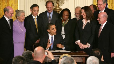 In March 2009, President Barack Obama signed an executive order that removed restrictions on embryonic stem cell research. His action overturned an order approved by President George W. Bush in August 2001 that barred the National Institutes of Health from funding research on embryonic stem cells beyond using 60 cell lines that existed at that time.
