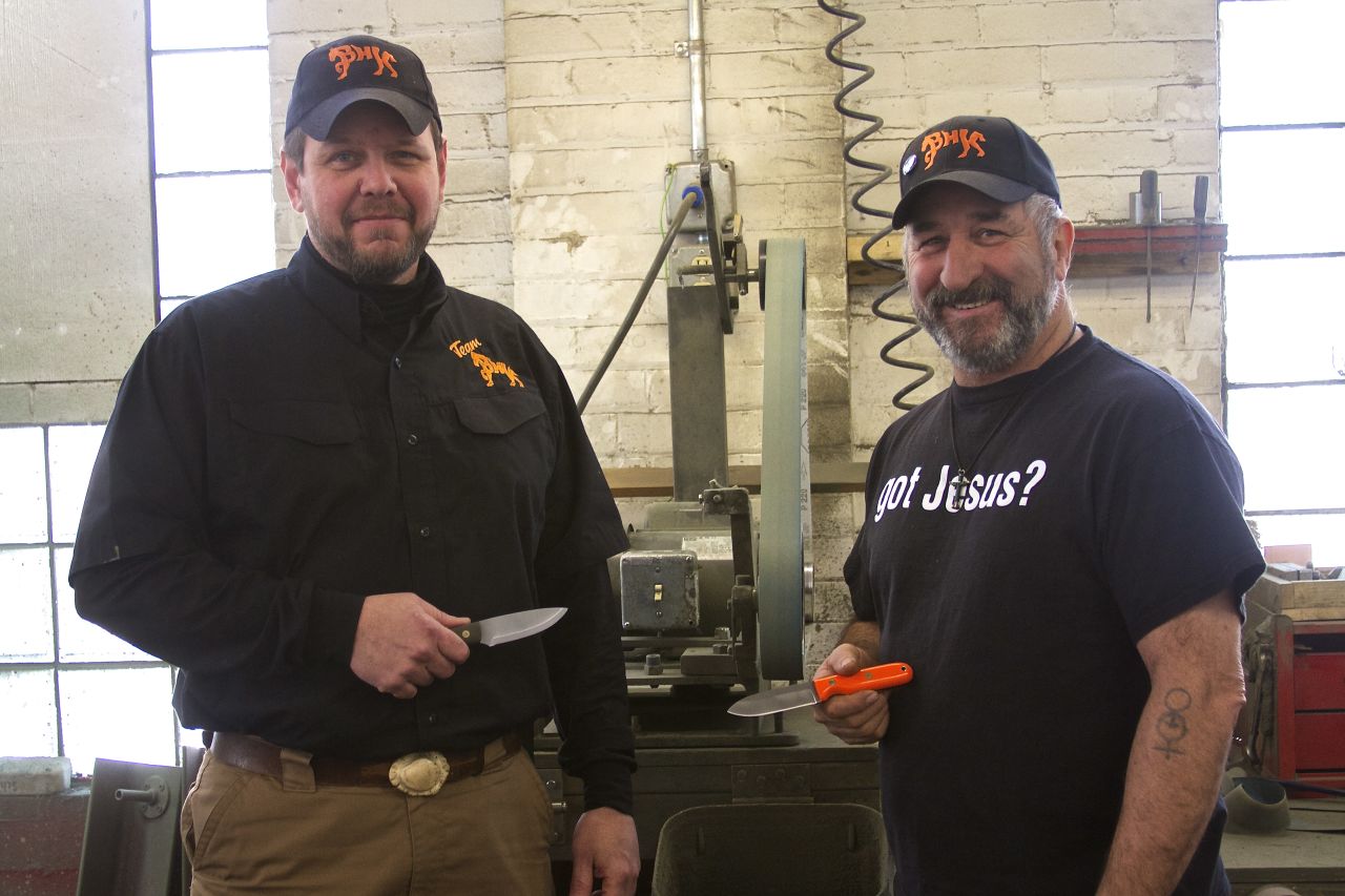 Blind Horse Knives has grossed more than $1 million since its launch, Coppins and Wright say. 