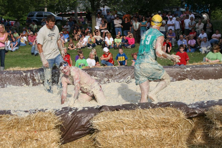 Mashed Potato wrestling is one of the most popular activities at Potato Days, a two-day celebration of the humble spud that takes place in Barnesville, Minnesota.