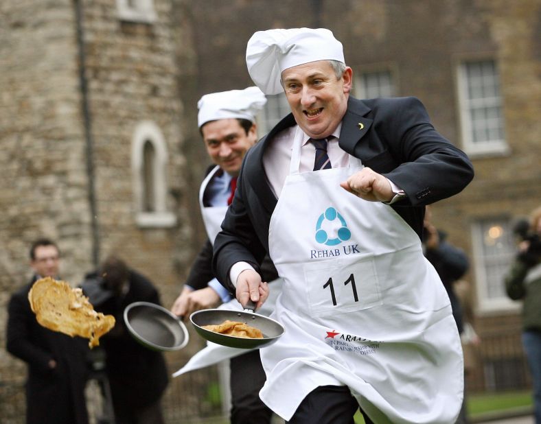 Brits observe the first day of Lent with Pancake Day, and often celebrate the occasion with pancake races. Each year, members from the British houses of Parliament host their own race to raise awareness for charity.