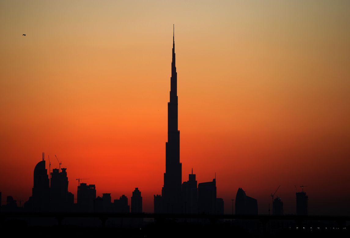 Dubai's sunset gives the city's modern skyline a romantic glow.