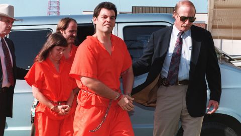 Left to right: Branch Davidian members Kathryn Schroeder, Brad Branch and Kevin Whitecliff are escorted on April 1, 1993, by U.S. Marshals into a federal court to be arraigned on charges stemming from the February 28 shootout at the compound.