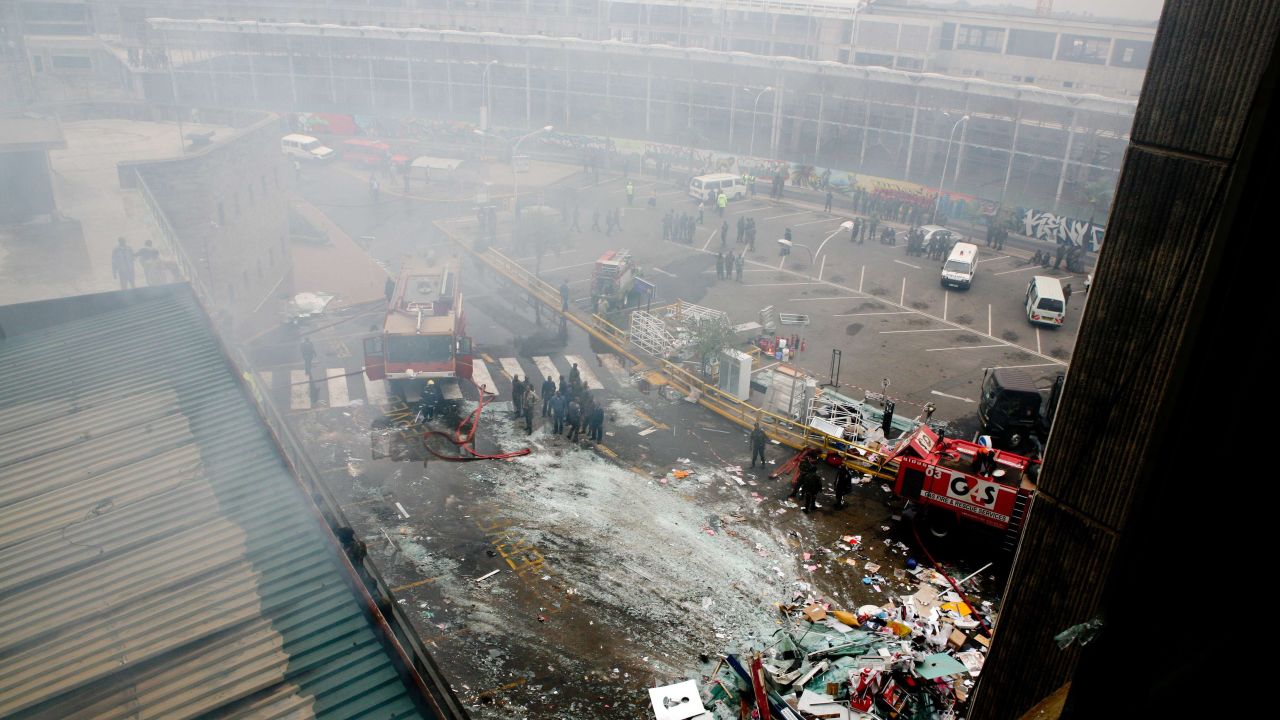 The damage appears extensive at the airport after the massive fire August 7. 