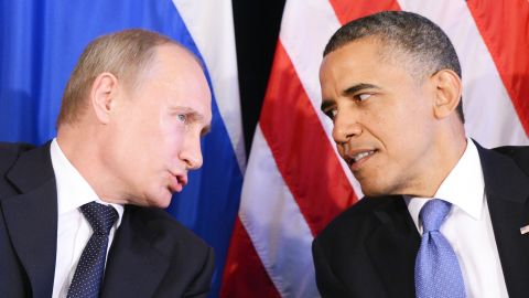 US President Barack Obama (R) listens to Russian President Vladimir Putin during a bilateral meeting in Los Cabos on June 18, 2012 on the sidelines of the G20 summit.