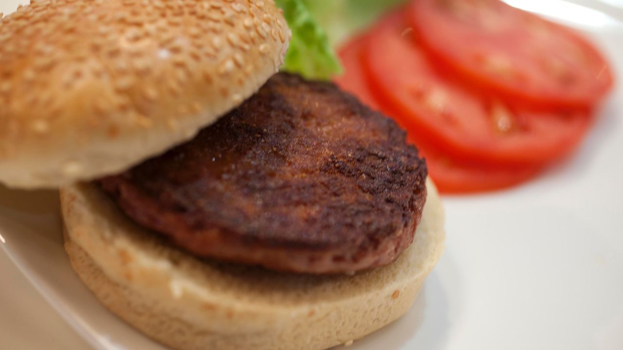 The in-vitro hamburger was ready to eat but perhaps a little dry when unveiled for some tasters.