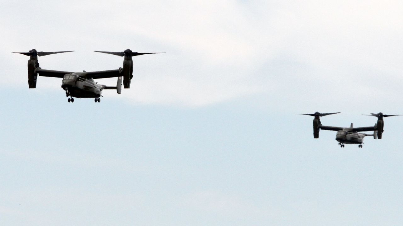 MV-22 Ospreys escort President Obama during a recent trip. 