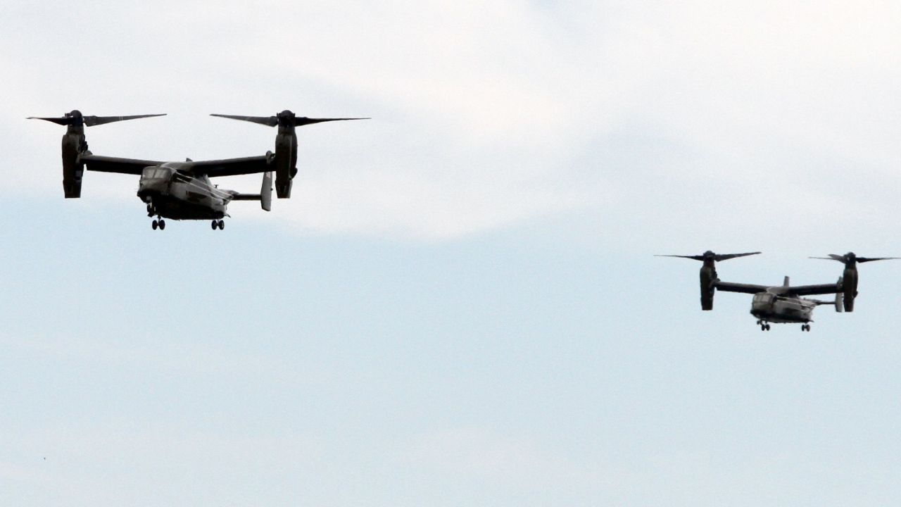 MV-22 Ospreys escort President Obama during a recent trip.