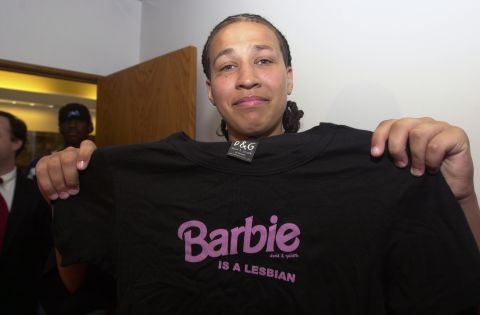 In 2002, Natalie Young (seen here) was sent home from school and warned that she would be suspended if she wore a T-shirt that says "Barbie is a Lesbian" again to her middle school in Ozone Park, Queens. Young, who is gay, said, "I was trying to be funny," according to the Associated Press. 
