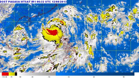 A satellite map shows Typhoon Utor, which is referred to as Labuyo in the Philippines, at  2:32 p.m. local time Monday.
