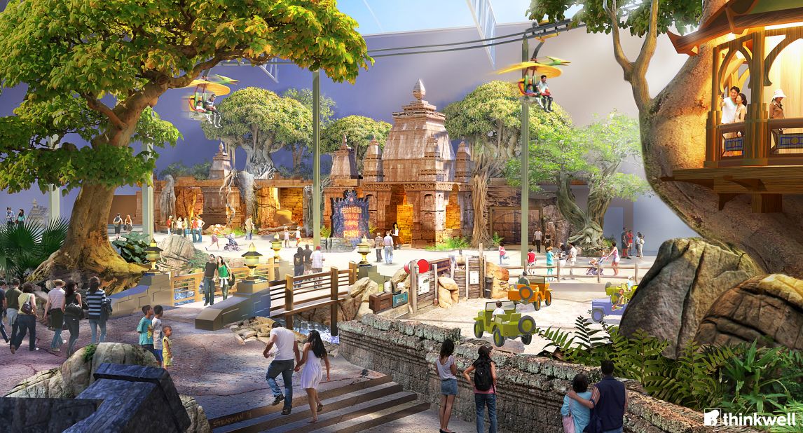 Visitors will be confronted by animatronic dinosaurs, a fire and water show based on Chinese mythology and dinosaur-themed thrill rides. <strong>Opening date</strong>: mid-2014.
