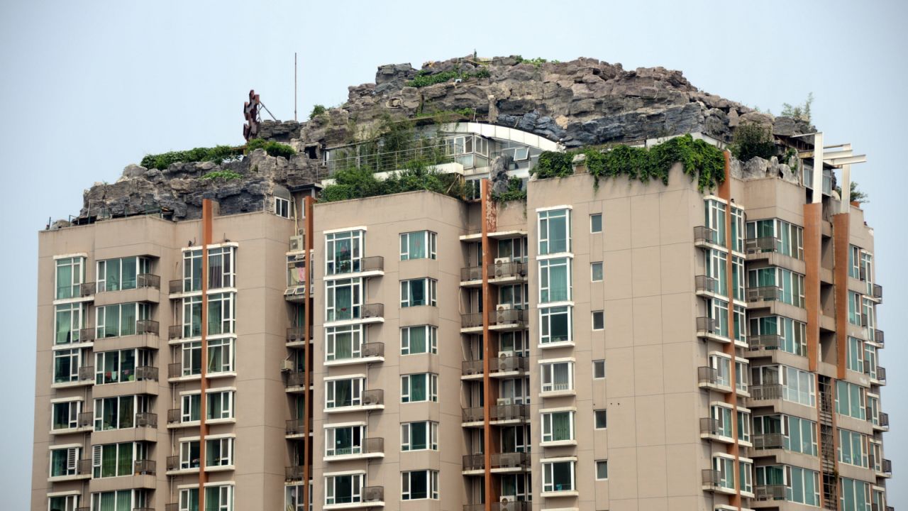 Neighbors have complained about China's latest architectural oddity, a high-rise rock retreat.