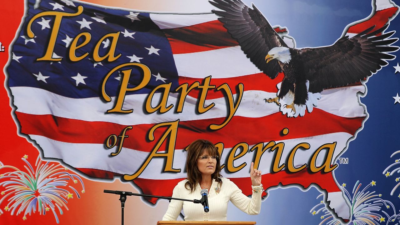Former Alaska Gov. Sarah Palin speaks to a tea party crowd in Iowa in 2011.