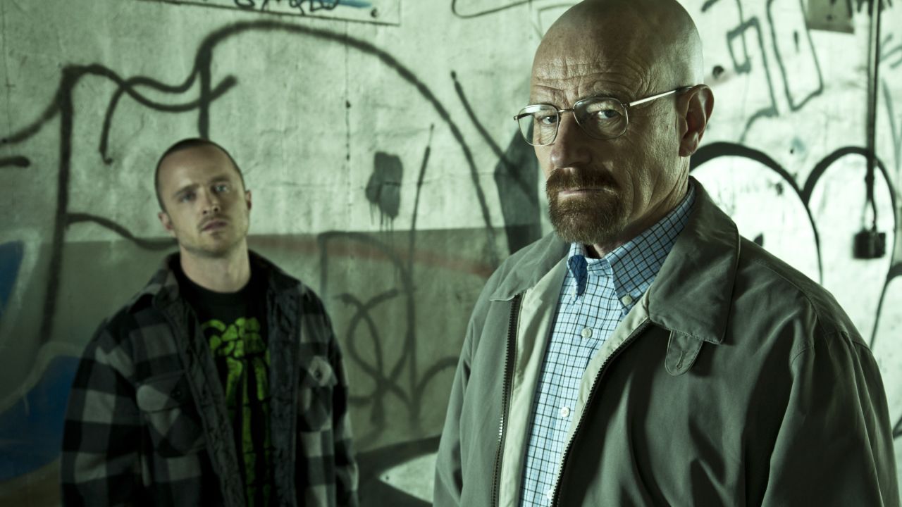 Bryan Cranston (with Aaron Paul, left) is up for another Emmy for his performance in "Breaking Bad."