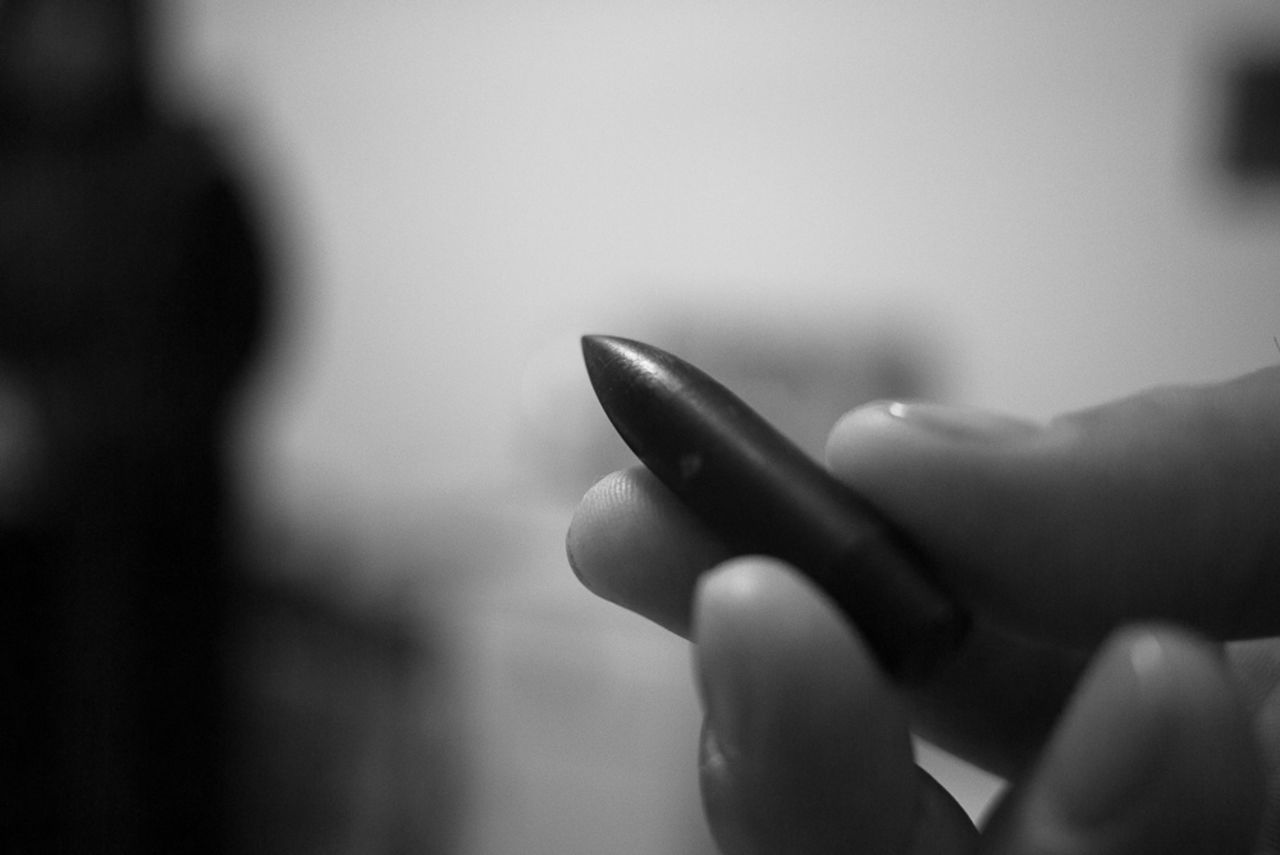 A bullet taken from the leg of a wounded refugee.