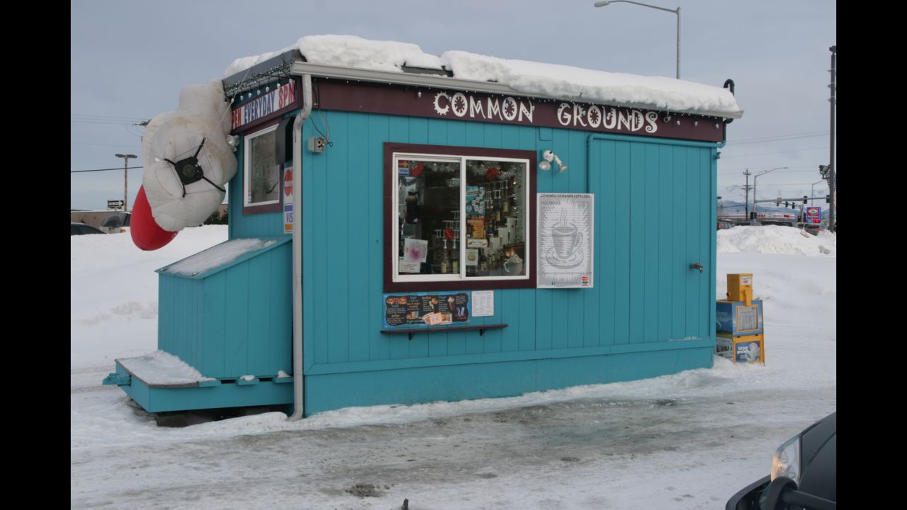 Pictured is the Common Grounds coffee stand where Keyes abducted Samantha Koenig on February 1, 2012, in Anchorage, Alaska. Authories believe that Keyes confined her and killed her the next day.
