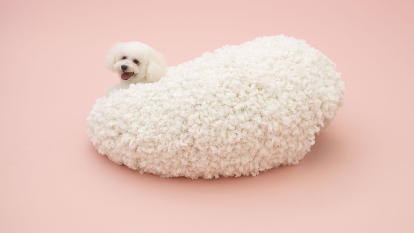 Kazuyo Sejima's "Architecture for Bichon Frise" is a fuzzy, cocoonlike den that doubles as a floor pillow.