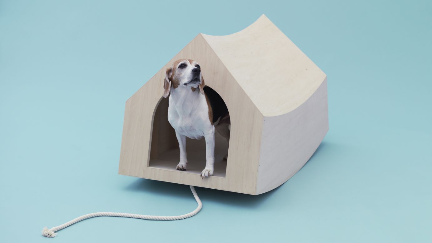 The Dutch architecture firm MVRDV's "Beagle House: Interactive Dog House" is a rocking wooden house with a rope for chewing -- details the tireless beagle is sure to appreciate.