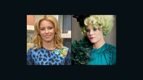 Elizabeth Banks' comedic timing is as sharp as ever in "The Hunger Games," but her makeup job is a far cry from how we're used to seeing her.