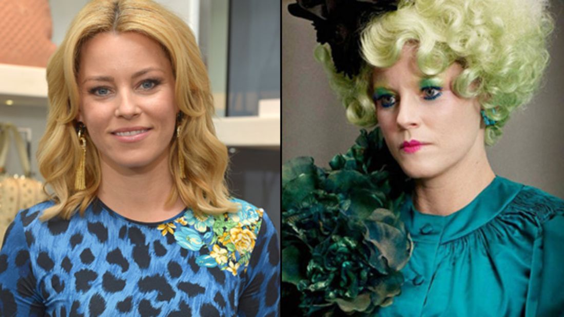 Elizabeth Banks' comedic timing is as sharp as ever in "The Hunger Games," but her makeup job is a far cry from how we're used to seeing her.