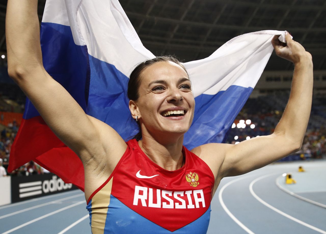 Isinbayeva won her third world title, and her first since 2007, to add to her two Olympic golds. She is one of Russia's most high-profile athletes and will have a major role as an ambassador for the 2014 Sochi Winter Olympics.