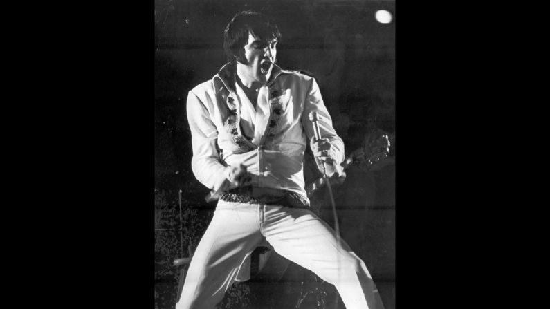 Elvis Presley thrills an Astrodome crowd during a show in February 1970. 