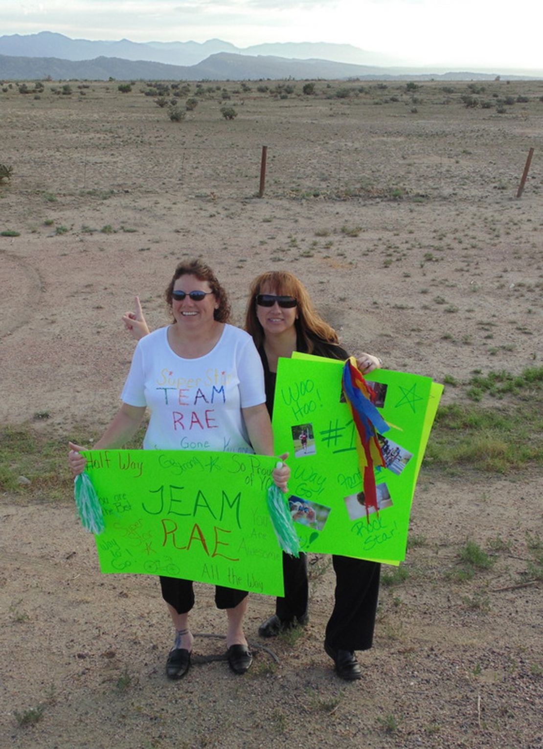 Rae Timme's friends came out to support her along her commute. 