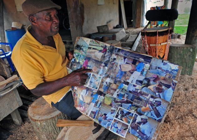 "I opened this shop so the young people will come learn how to make Garífuna drums," says Austin Rodriguez. "But anyone can come. I am here all day, until the night."