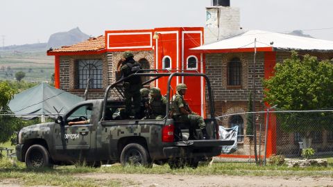 Soldiers patrol near a prison in Zapotlanejo, Mexico, where ex-cartel boss Rafael Caro Quintero was released this month.