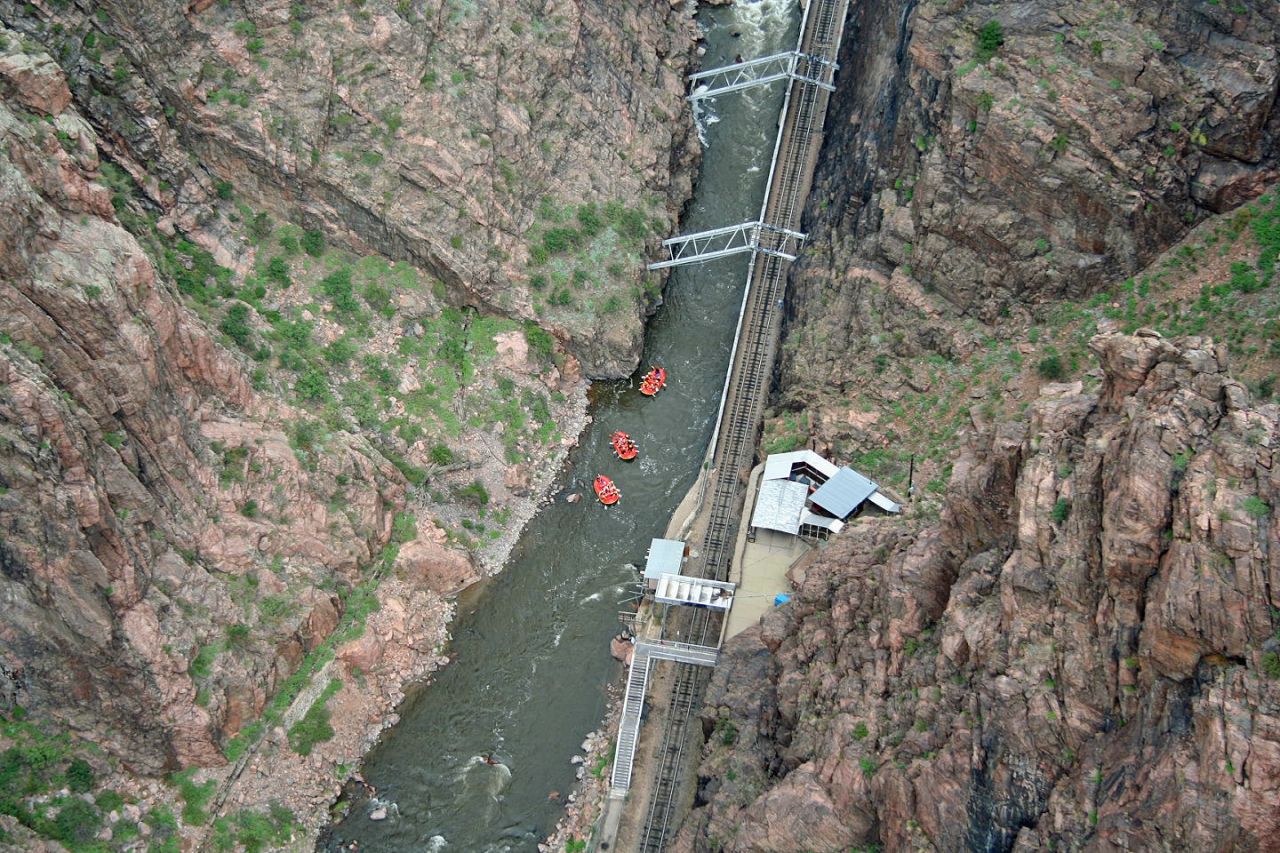 Drivers are required to cruise across the Royal Gorge Bridge, suspended above <a href="http://parks.state.co.us/Parks/ArkansasHeadwaters/Pages/ArkansasHeadwatersHome.aspx" target="_blank" target="_blank">a canyon cut by the Arkansas River</a>, at just 5 mph. Even at that speed, "the bridge moves and shakes," Sakoswski says. "It's scary because of the wood planks. You get the feeling that one of them might give way and the car will get stuck there."